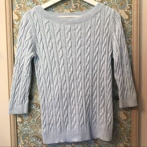 Petite LOFT Cable Knit Sweater in Light Blue